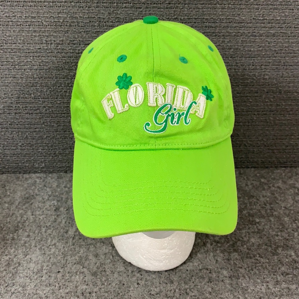 Florida Girl Baseball Hat Women's OSFM Green Embroidered Elastic Strapback
